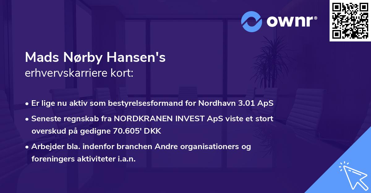 Mads Nørby Hansen's erhvervskarriere kort