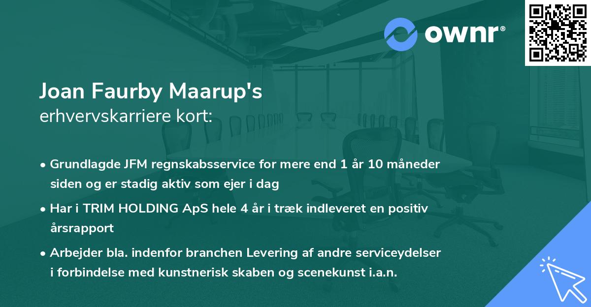Joan Faurby Maarup's erhvervskarriere kort