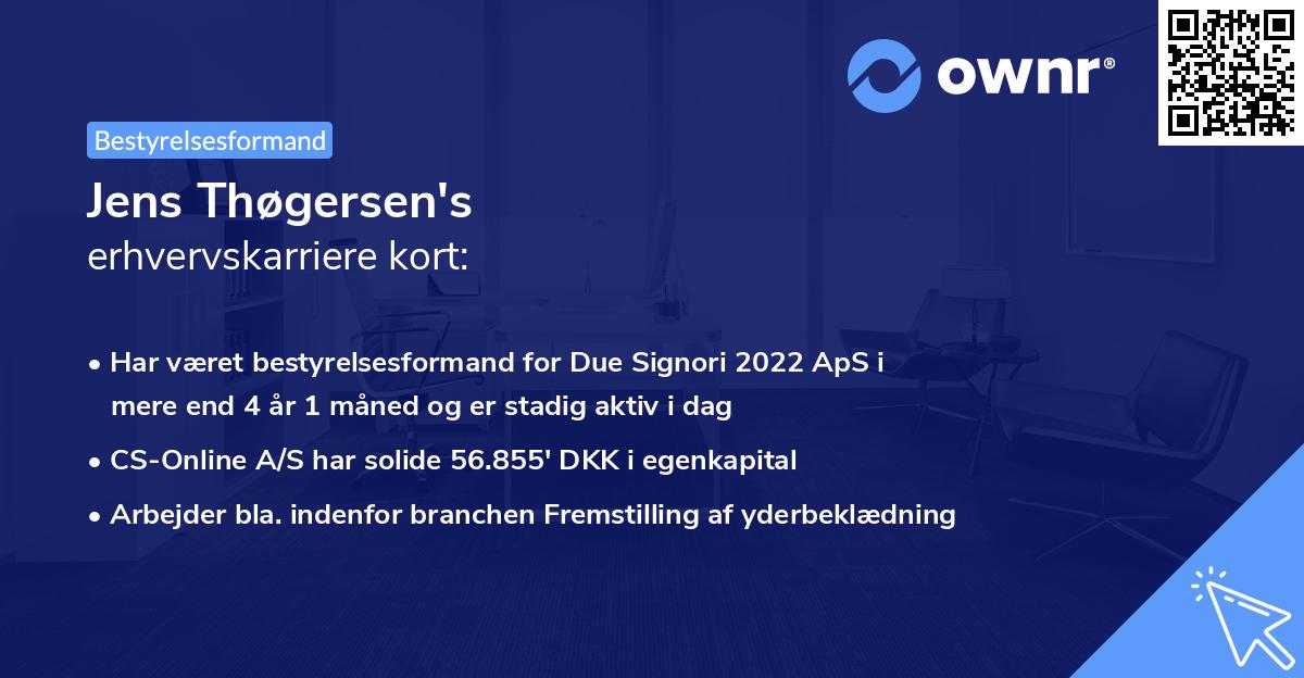 Jens Thøgersen's erhvervskarriere kort