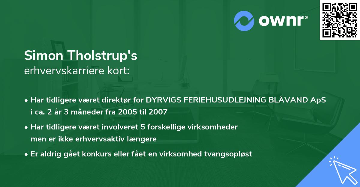 Simon Tholstrup's erhvervskarriere kort