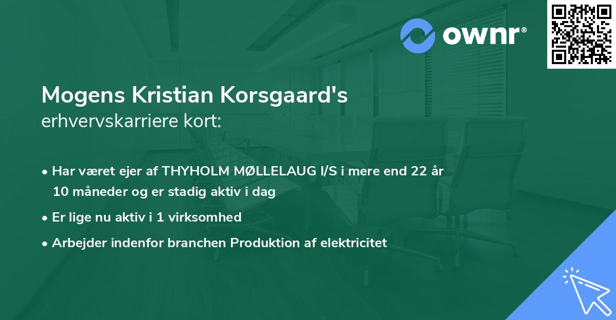 Mogens Kristian Korsgaard's erhvervskarriere kort