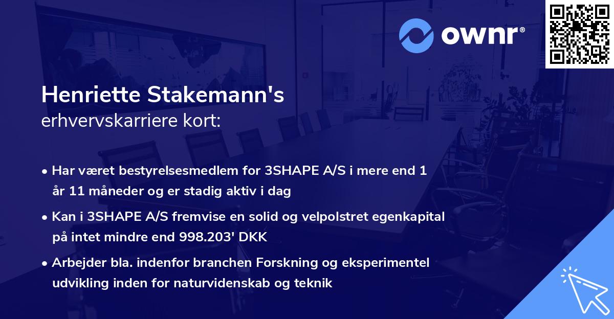 Henriette Stakemann's erhvervskarriere kort