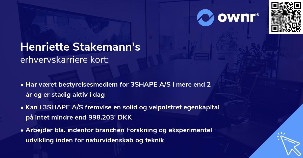 Henriette Stakemann's erhvervskarriere kort