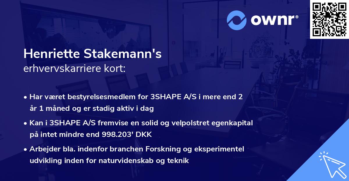 Henriette Stakemann's erhvervskarriere kort