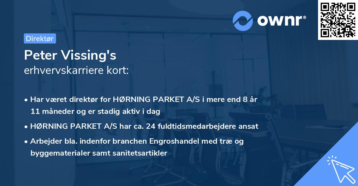 Peter Vissing's erhvervskarriere kort