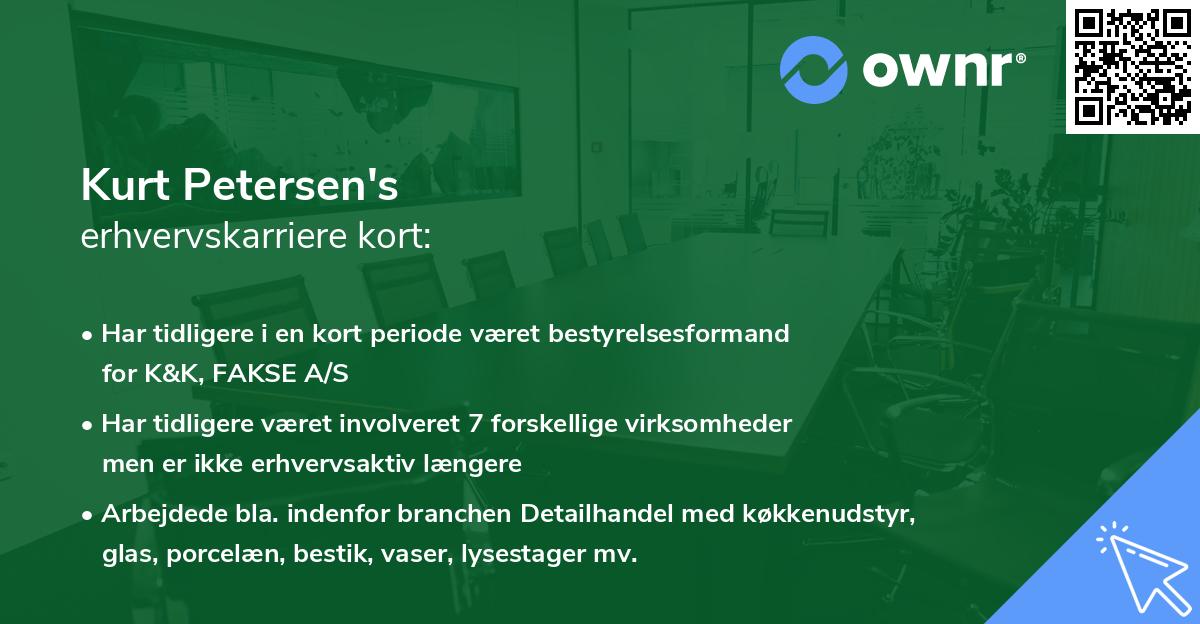 Kurt Petersen's erhvervskarriere kort