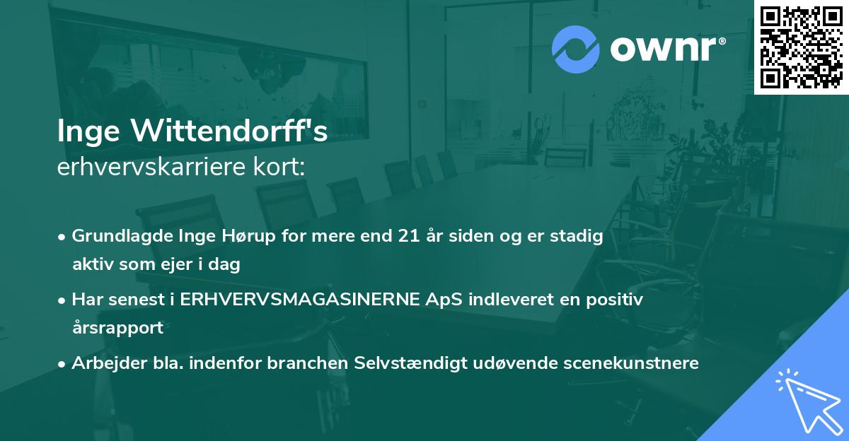 Inge Wittendorff's erhvervskarriere kort