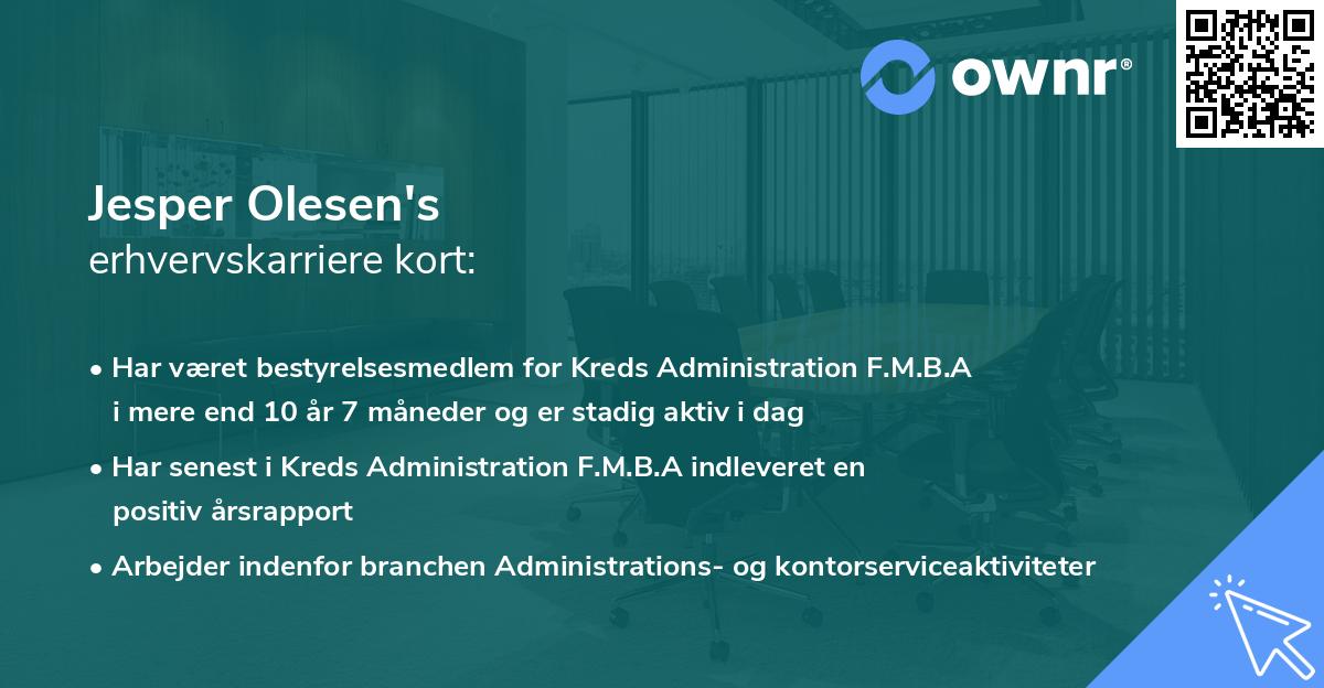 Jesper Olesen's erhvervskarriere kort