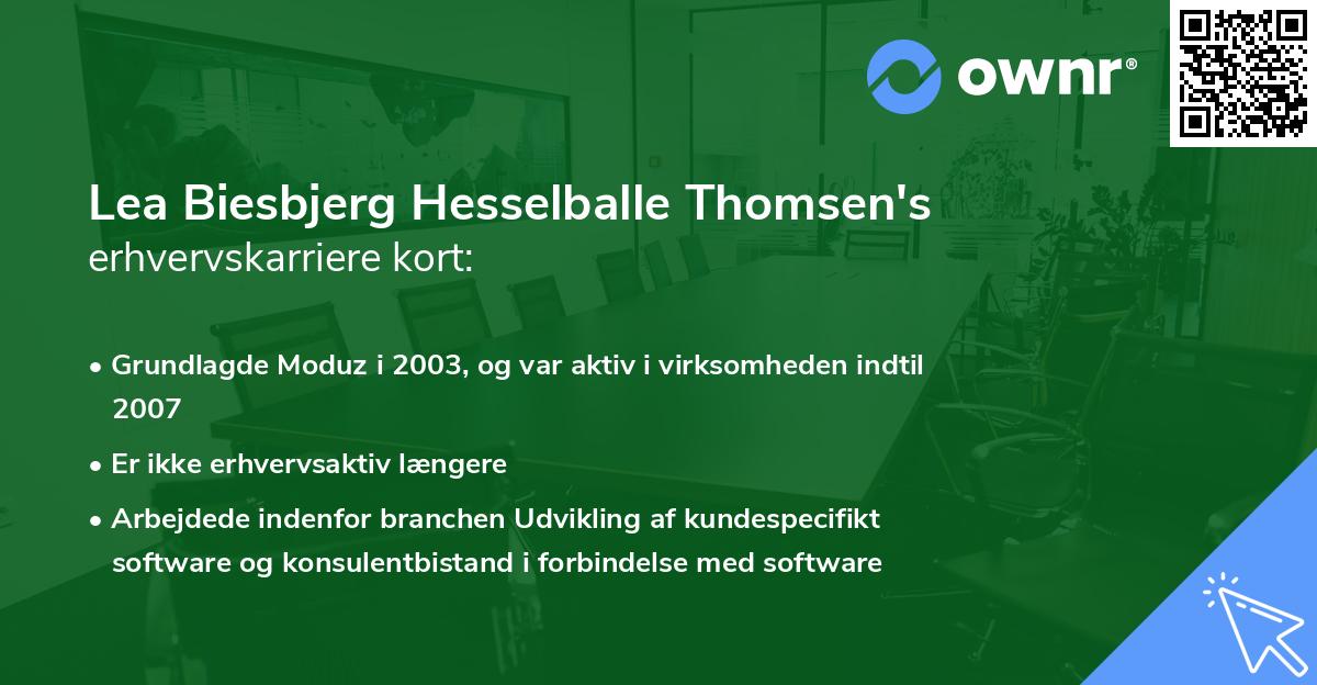 Lea Biesbjerg Hesselballe Thomsen's erhvervskarriere kort