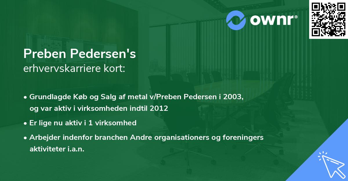 Preben Pedersen's erhvervskarriere kort