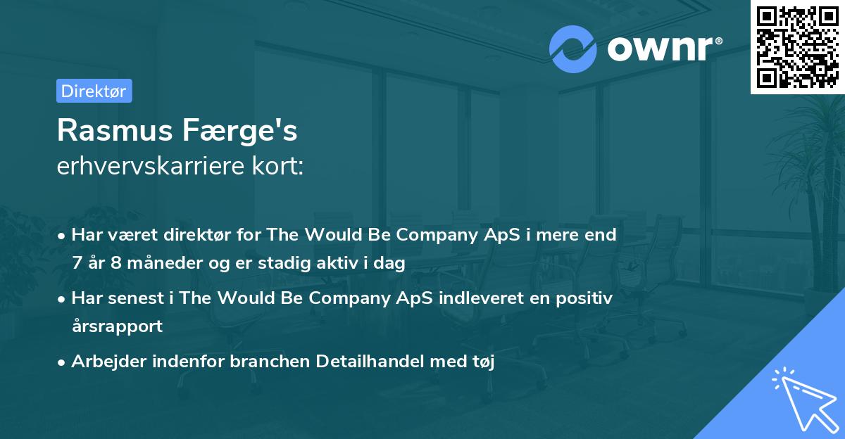 Rasmus Færge's erhvervskarriere kort