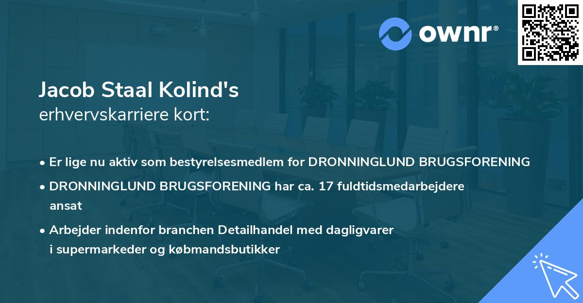 Jacob Staal Kolind's erhvervskarriere kort