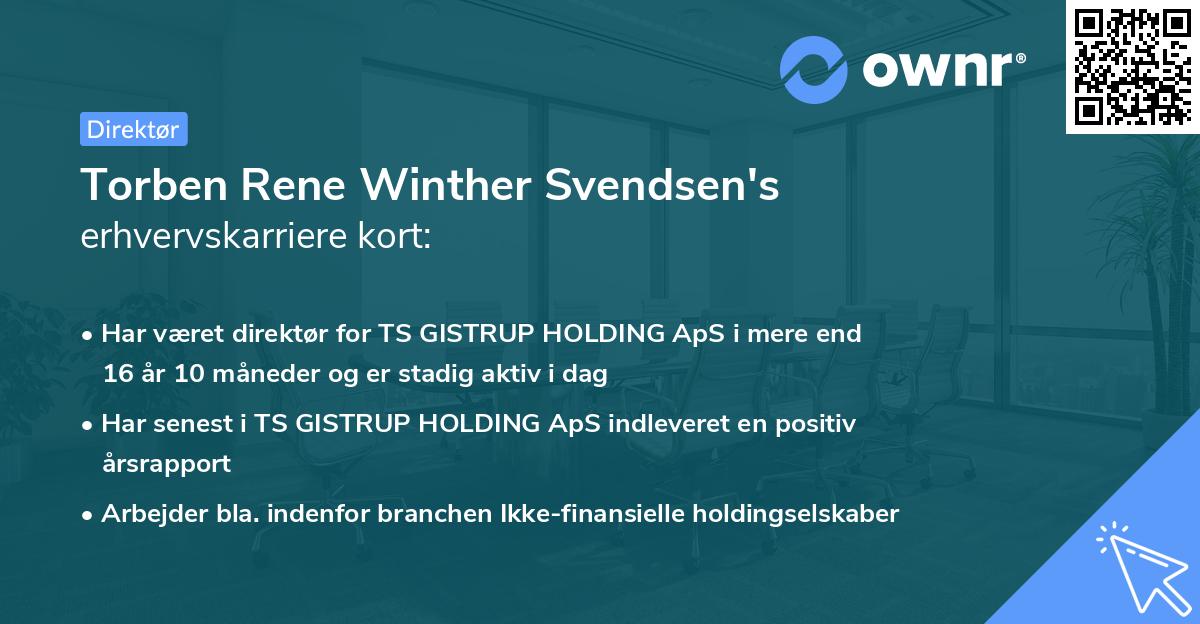 Torben Rene Winther Svendsen's erhvervskarriere kort