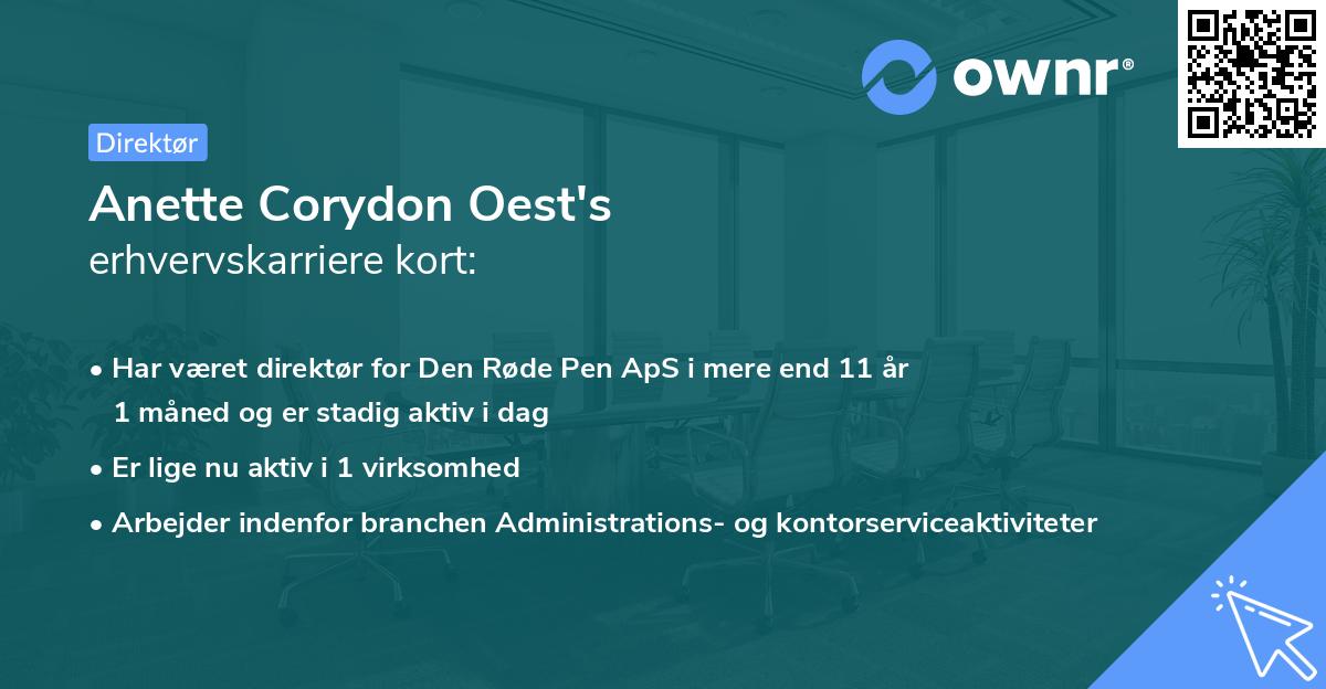 Anette Corydon Oest's erhvervskarriere kort