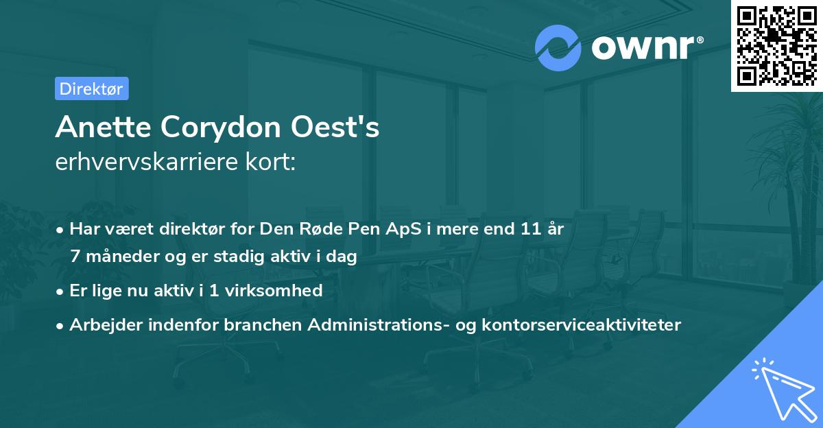 Anette Corydon Oest's erhvervskarriere kort