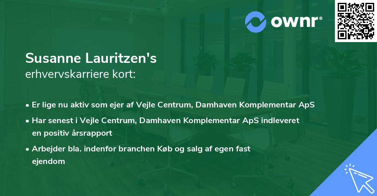 Susanne Lauritzen's erhvervskarriere kort