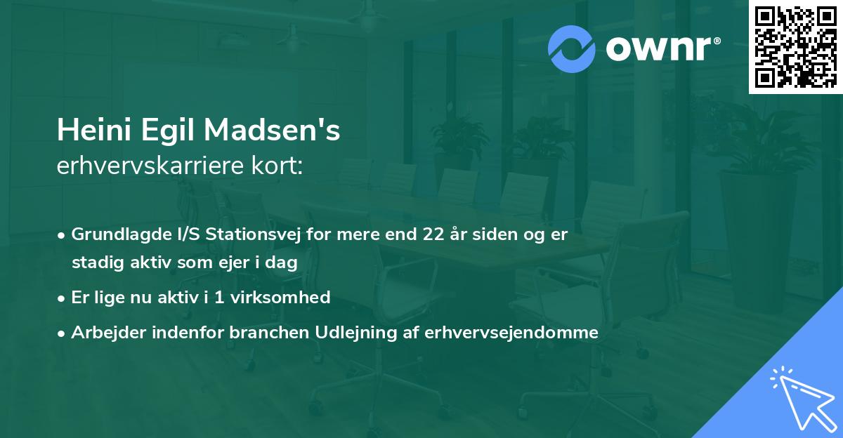 Heini Egil Madsen's erhvervskarriere kort
