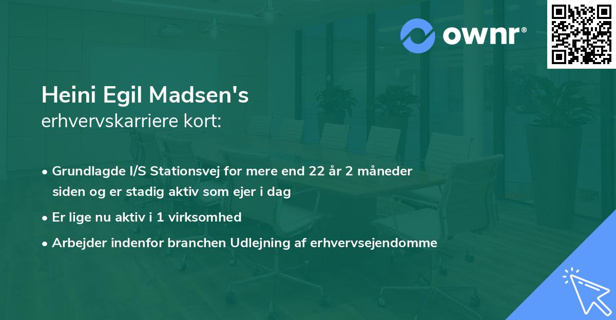 Heini Egil Madsen's erhvervskarriere kort