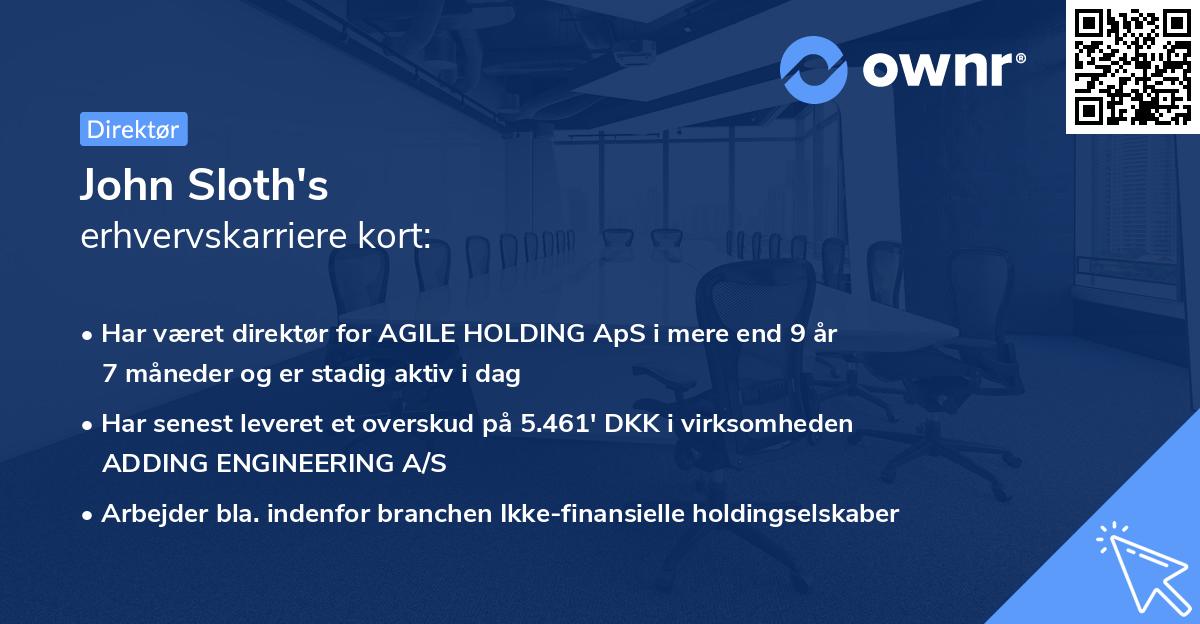 John Sloth's erhvervskarriere kort