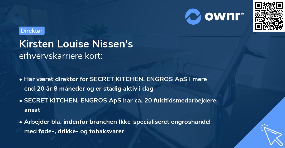 Kirsten Louise Nissen's erhvervskarriere kort