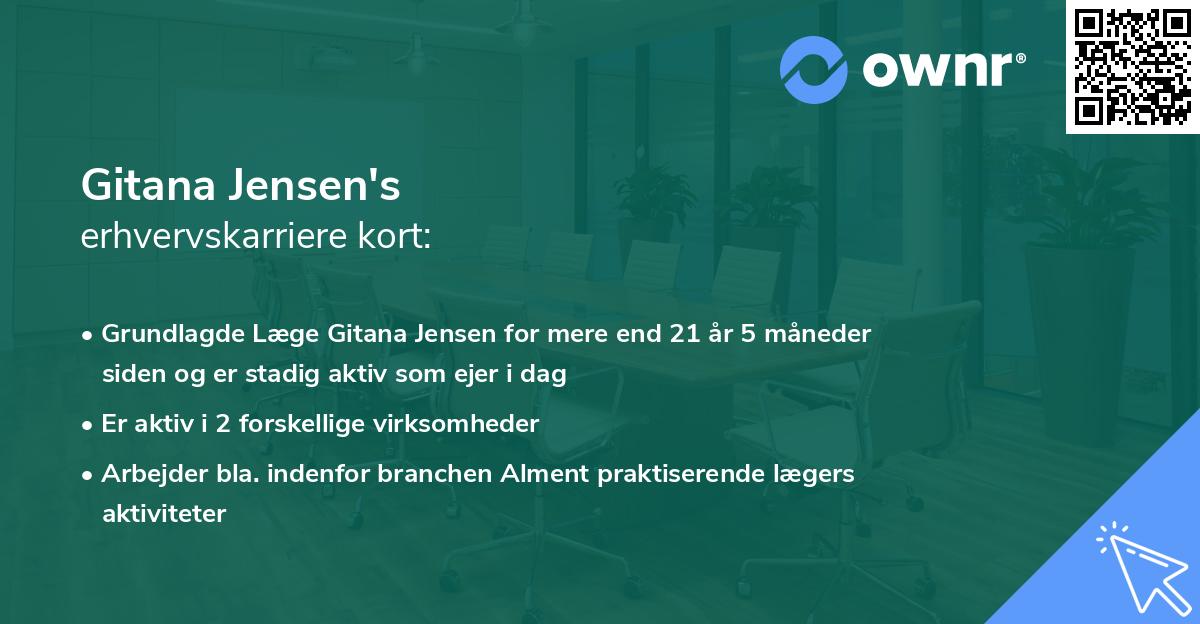 Gitana Jensen's erhvervskarriere kort