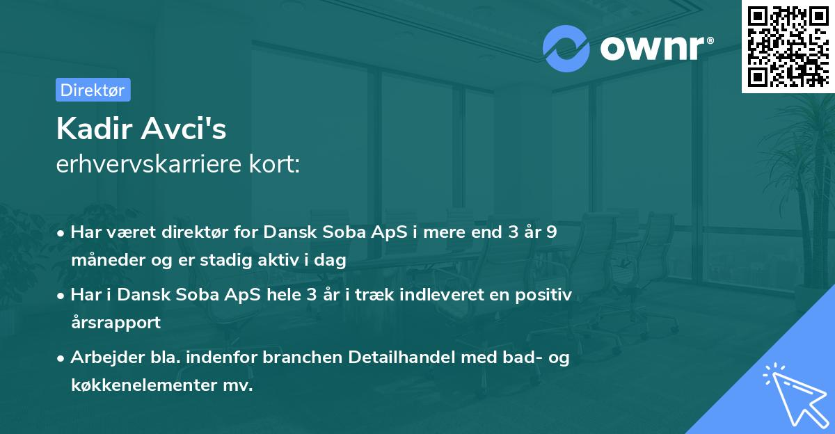 Kadir Avci's erhvervskarriere kort