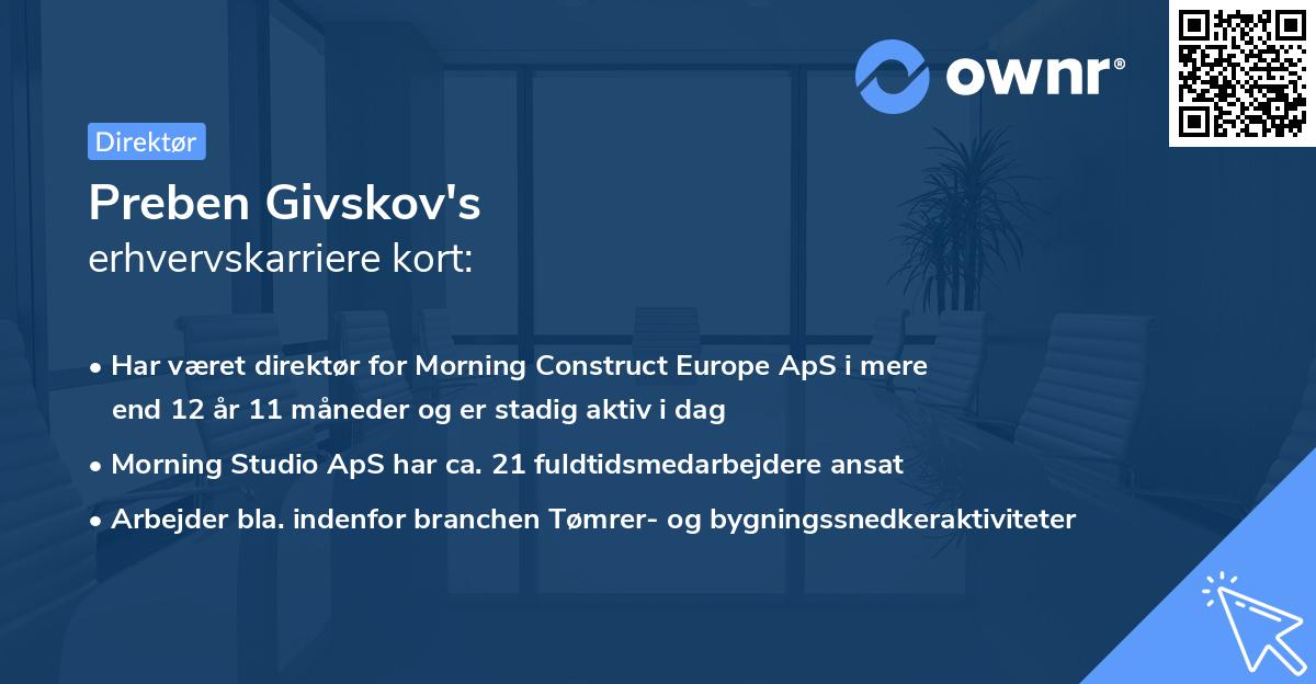 Preben Givskov's erhvervskarriere kort