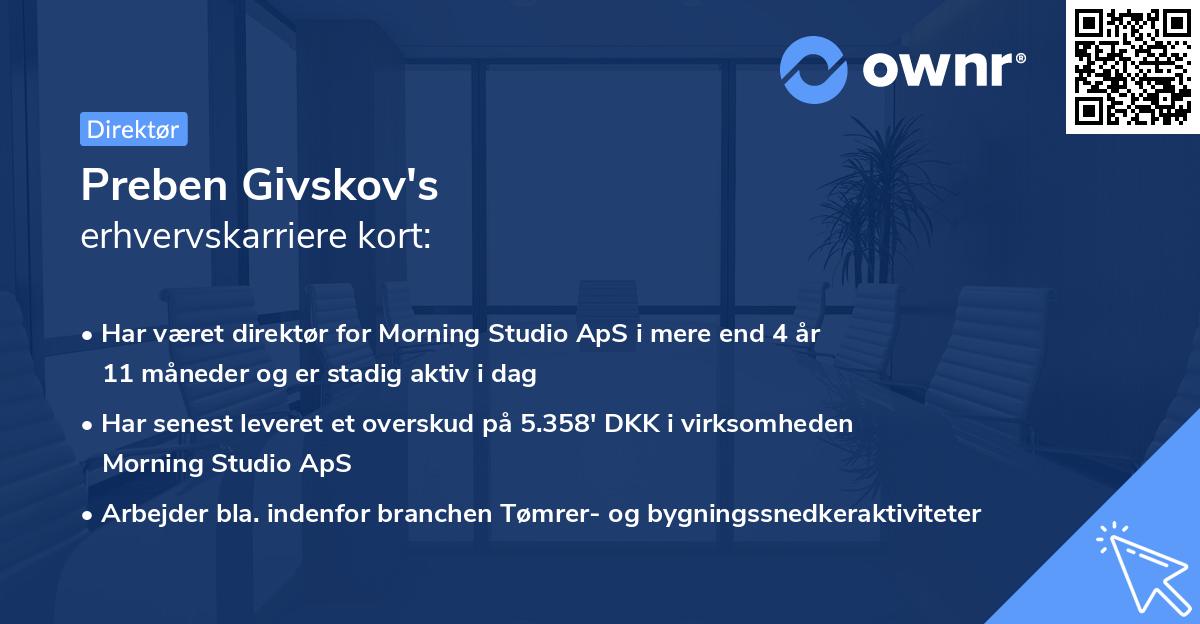 Preben Givskov's erhvervskarriere kort