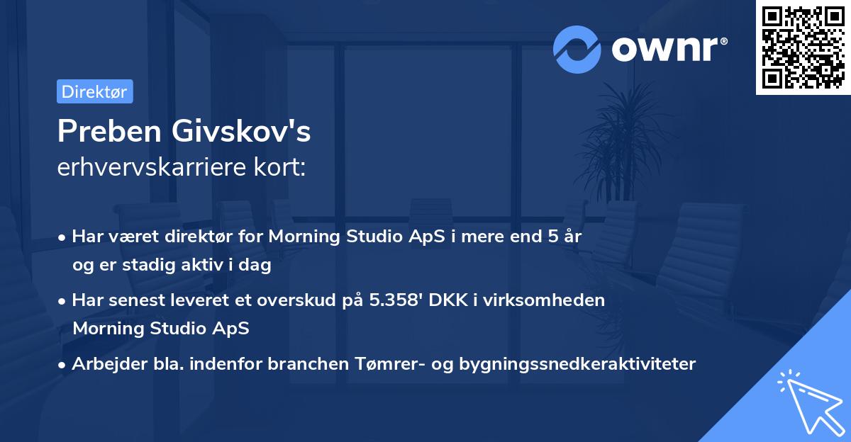 Preben Givskov's erhvervskarriere kort