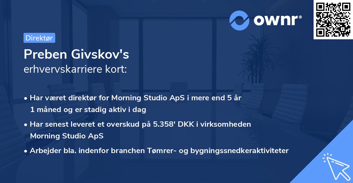 Preben Givskov's erhvervskarriere kort