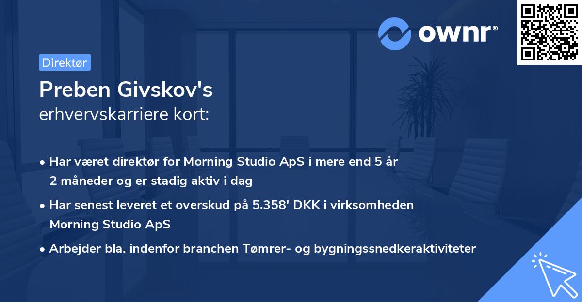 Preben Givskov's erhvervskarriere kort