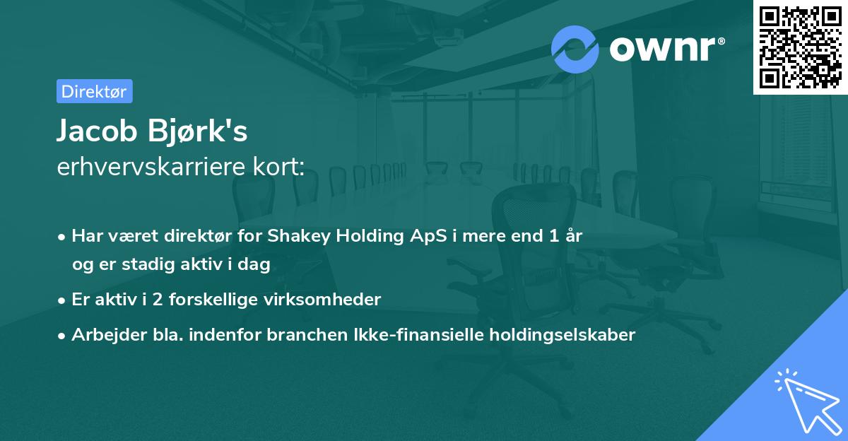 Jacob Bjørk's erhvervskarriere kort