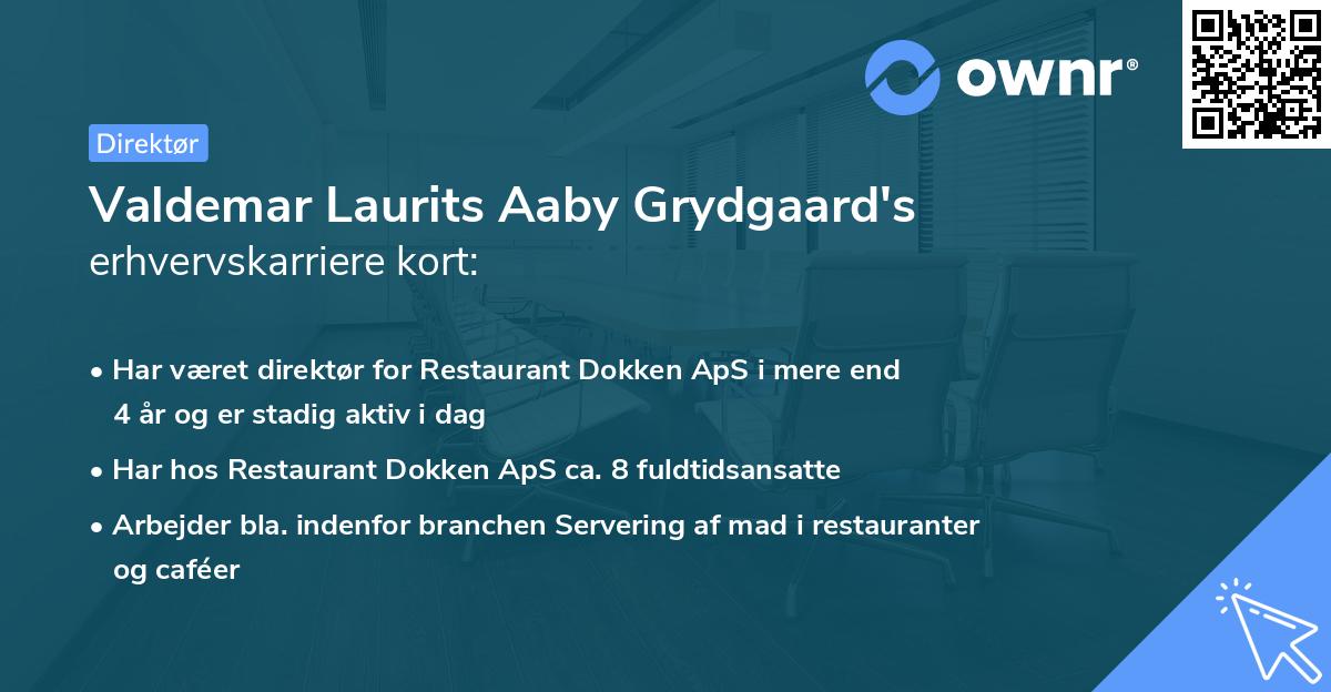 Valdemar Laurits Aaby Grydgaard's erhvervskarriere kort