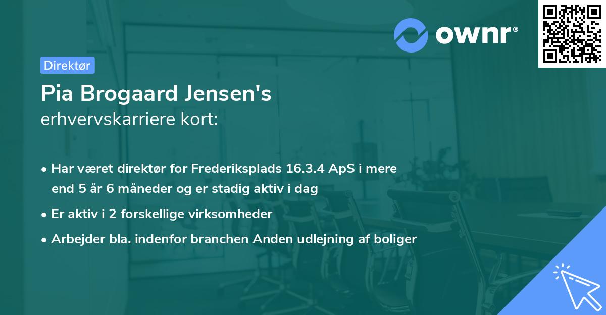 Pia Brogaard Jensen's erhvervskarriere kort