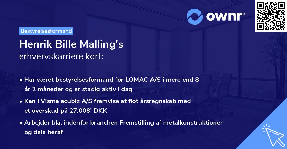 Henrik Bille Malling's erhvervskarriere kort