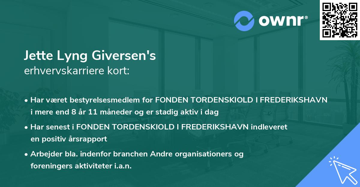 Jette Lyng Giversen's erhvervskarriere kort