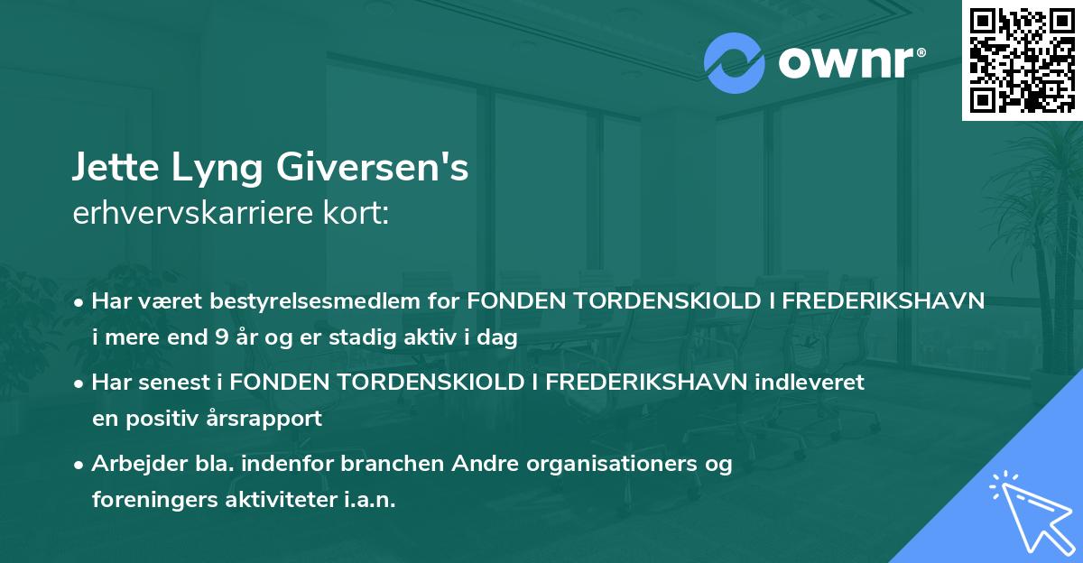 Jette Lyng Giversen's erhvervskarriere kort
