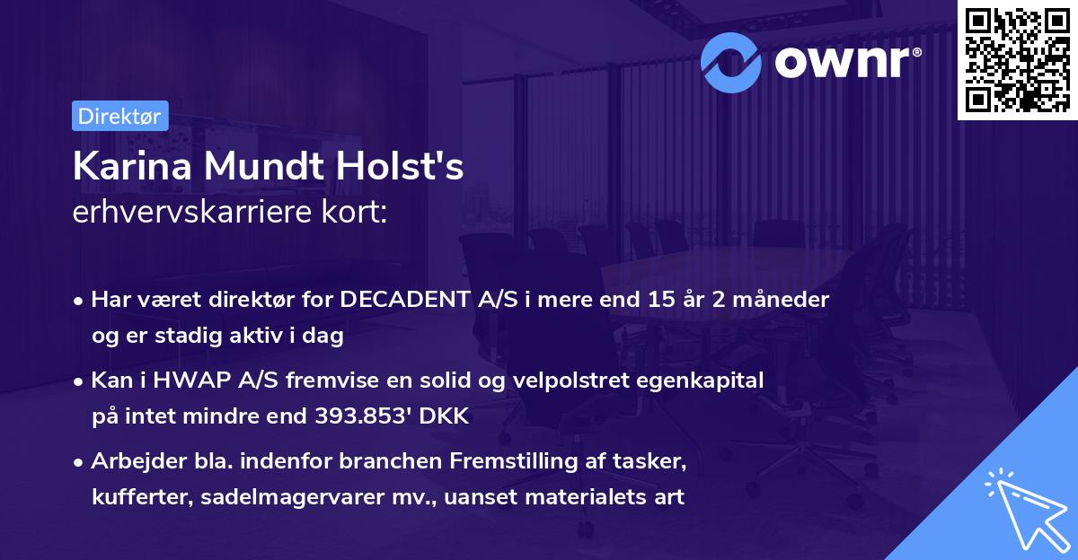Karina Mundt Holst's erhvervskarriere kort