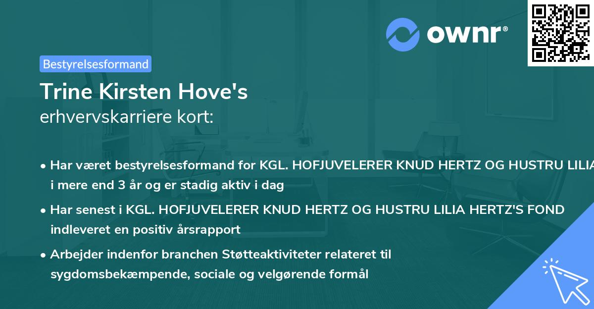 Trine Kirsten Hove's erhvervskarriere kort