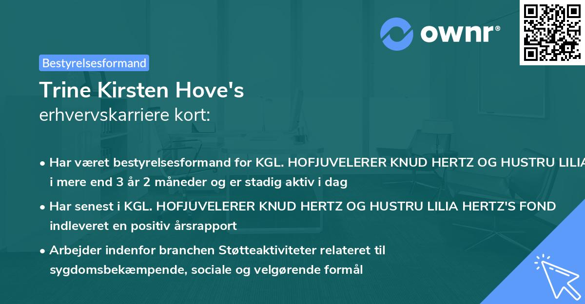 Trine Kirsten Hove's erhvervskarriere kort