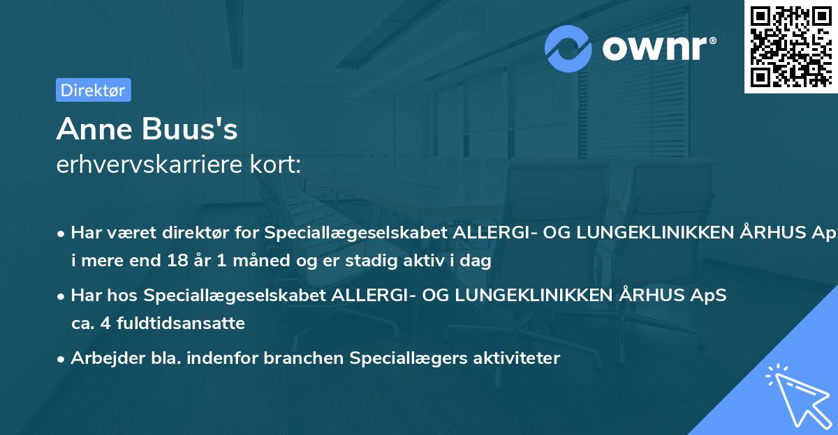 Anne Buus's erhvervskarriere kort
