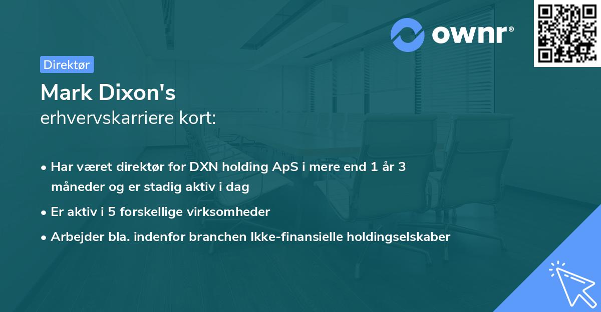Mark Dixon's erhvervskarriere kort