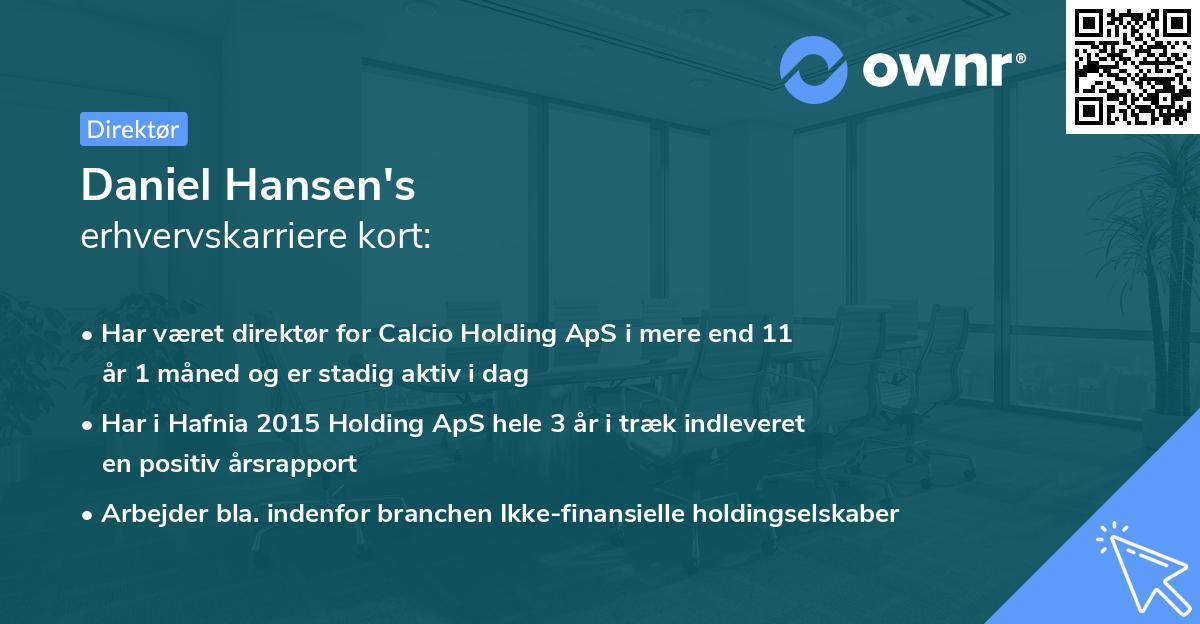 Daniel Hansen's erhvervskarriere kort