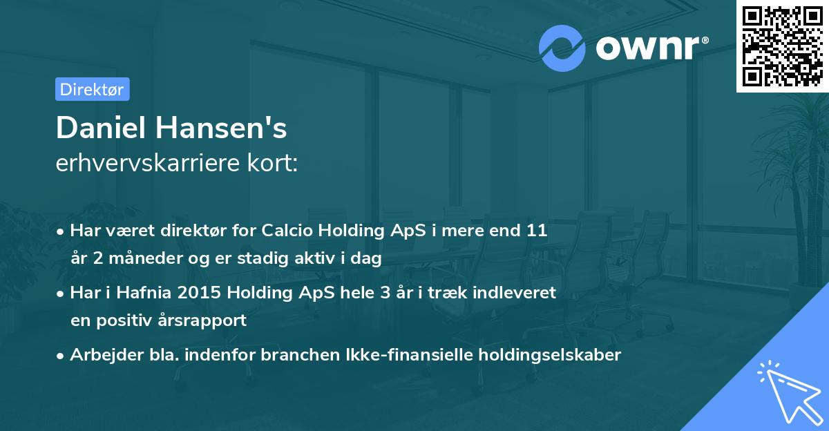 Daniel Hansen's erhvervskarriere kort