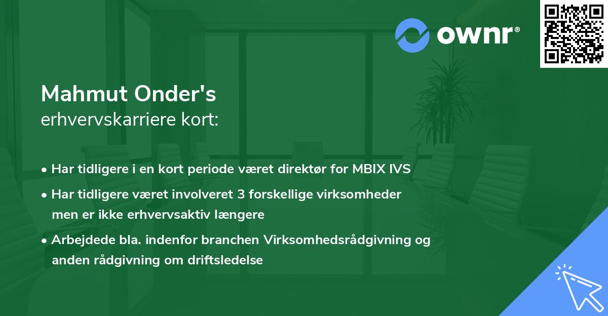 Mahmut Onder's erhvervskarriere kort