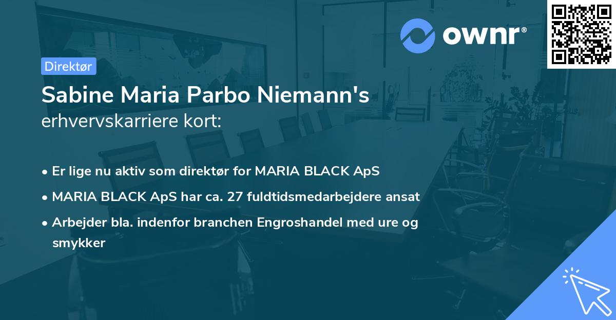 Sabine Maria Parbo Niemann's erhvervskarriere kort