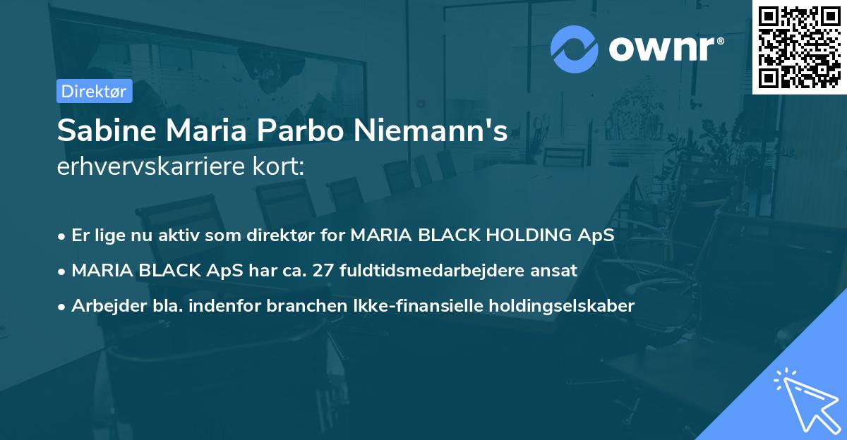 Sabine Maria Parbo Niemann's erhvervskarriere kort