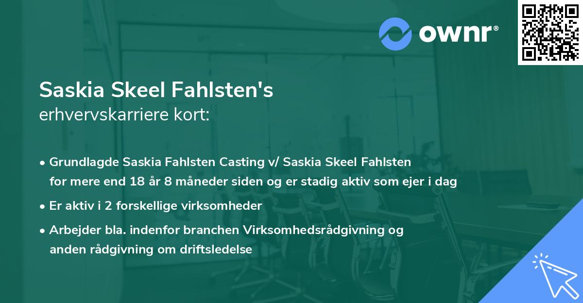 Saskia Skeel Fahlsten's erhvervskarriere kort