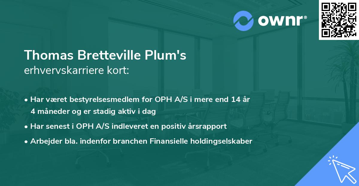 Thomas Bretteville Plum's erhvervskarriere kort