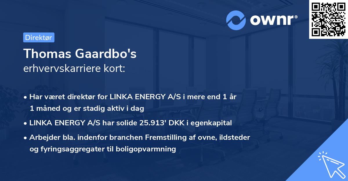 Thomas Gaardbo's erhvervskarriere kort